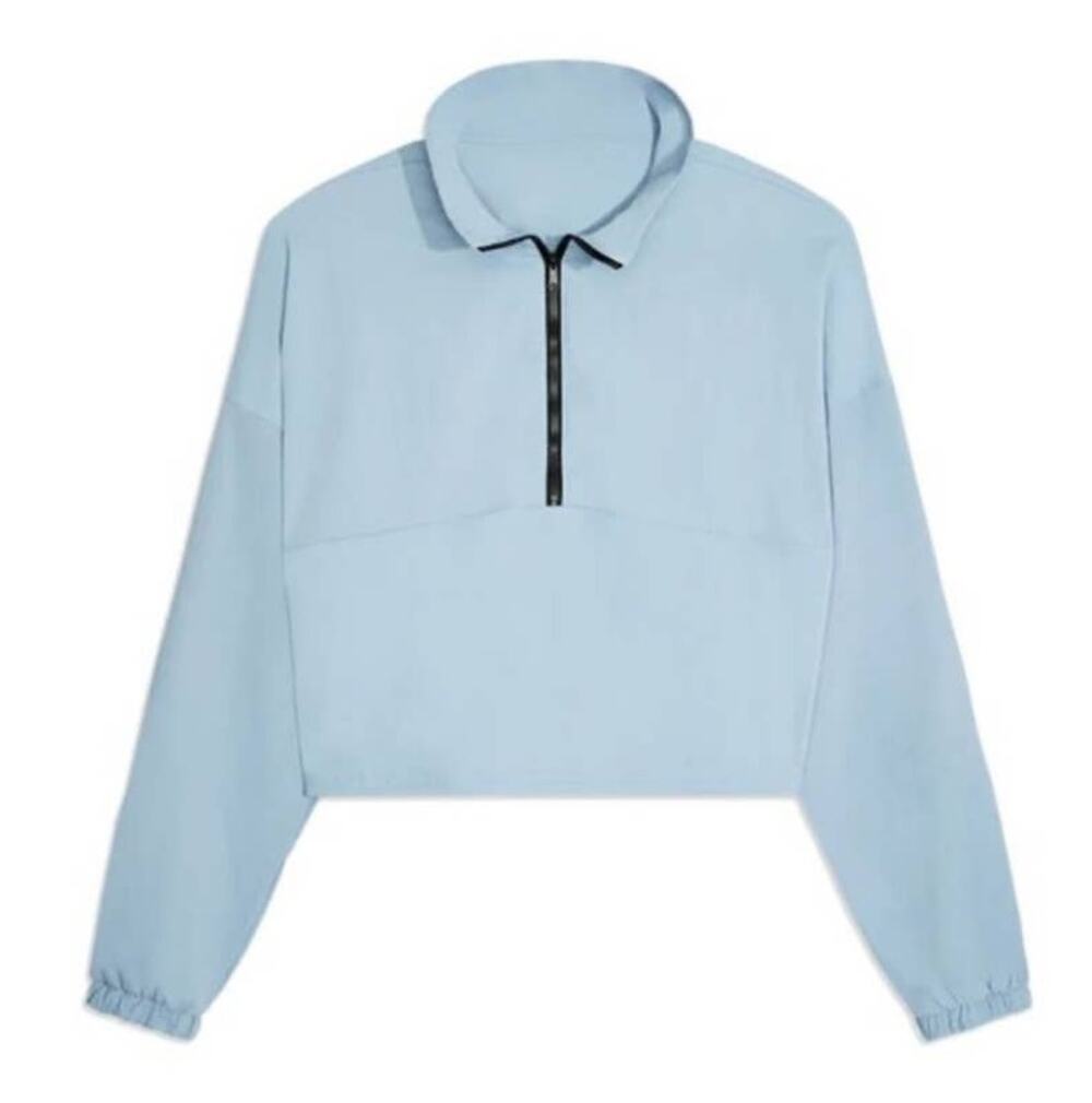 WeWoreWhat Cropped Nylon Quarter Zip Jacket in Blue - S